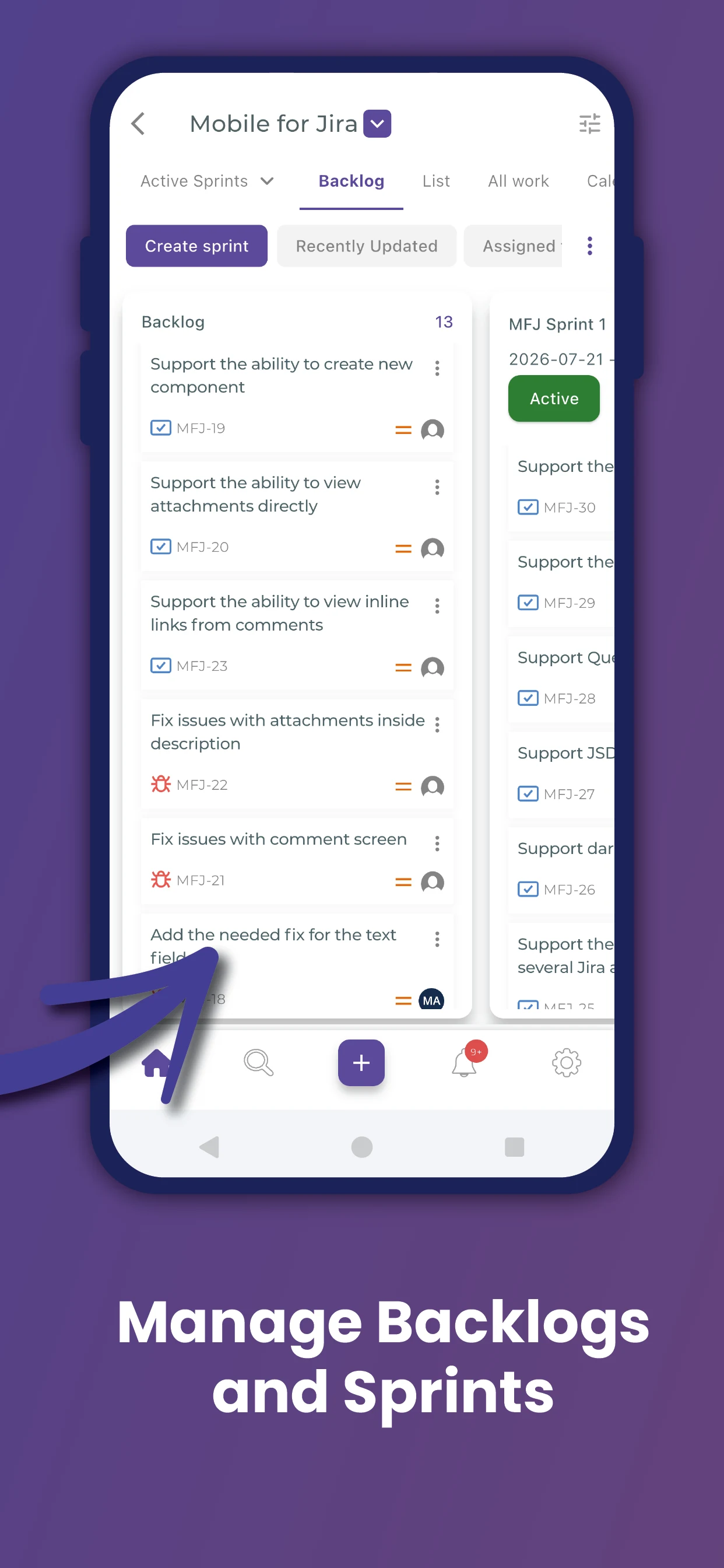 Mobile for Jira screenshot